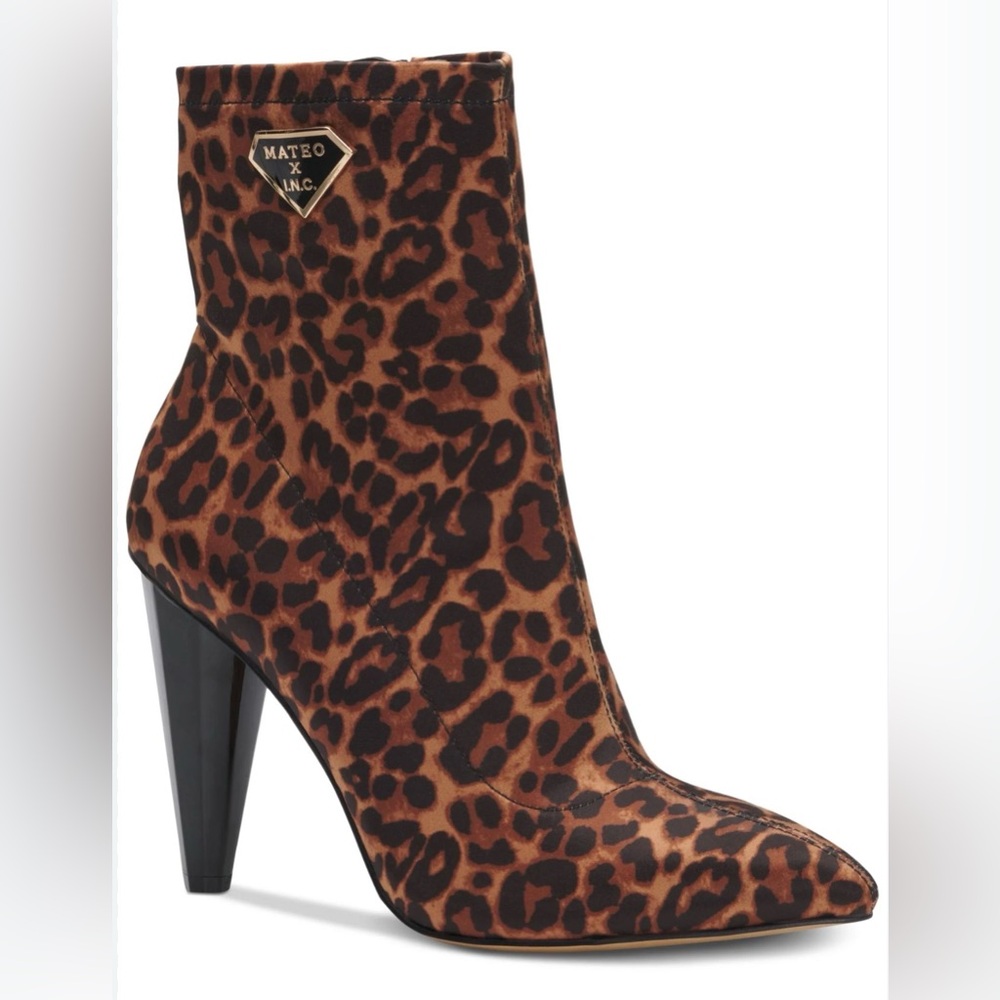 Mateo x INC Luisa Leopard Print Pointed Toe Ankle Boots - Size 6M (NIB)